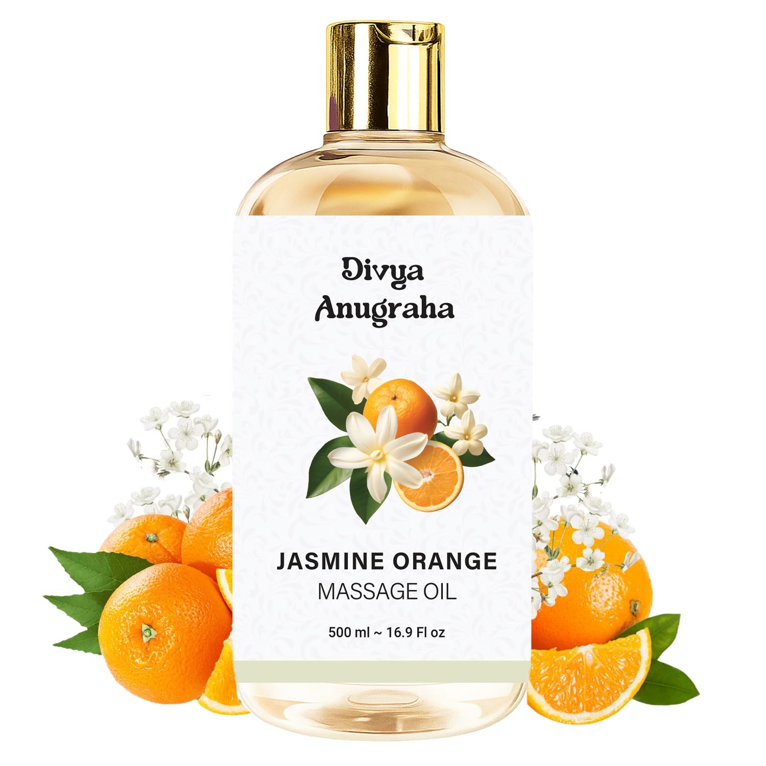Jasmine Orange Body Massage Oil For Full Body Massager For Pain Relief Calming Moisturizer For Dry Skin Face (500 ml)