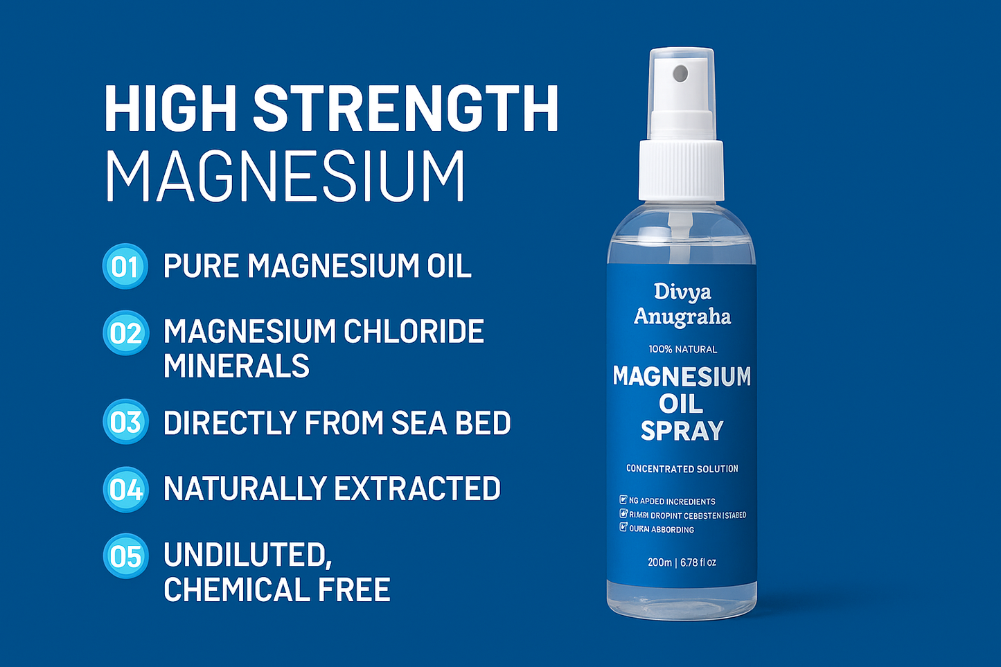 Magnesium Oil Spray - 200ml | Topical Spray Magnesium Oil For Feet, Muscle Relaxation, Deep Sleep Support, Recovery From Cramps (200 ml)