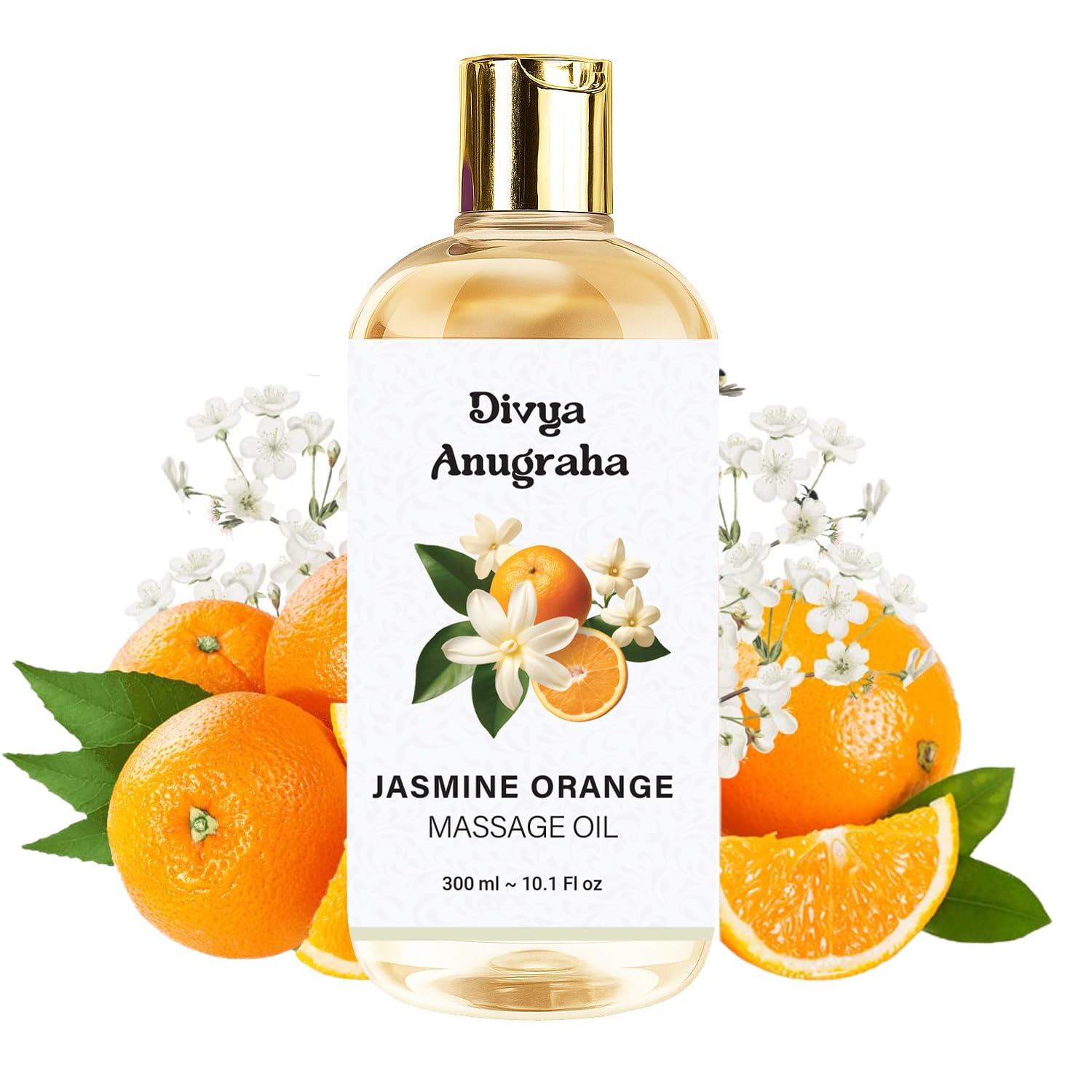 Jasmine Orange Body Massage Oil For Full Body Massager For Pain Relief Calming Moisturizer For Dry Skin Face Body Oil After Bath For Daily Use (300 ml)