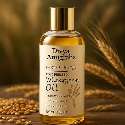 Cold-Pressed Wheatgerm Oil -100% Pure & Natural | Rich in Vitamin E, Antioxidants & Essential | For Skin, Hair & Body Care - 100ml