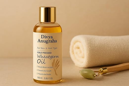 Cold-Pressed Wheatgerm Oil -100% Pure & Natural | Rich in Vitamin E, Antioxidants & Essential | For Skin, Hair & Body Care - 100ml