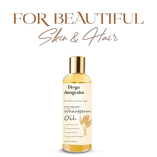 Cold-Pressed Wheatgerm Oil -100% Pure & Natural | Rich in Vitamin E, Antioxidants & Essential | For Skin, Hair & Body Care - 100ml